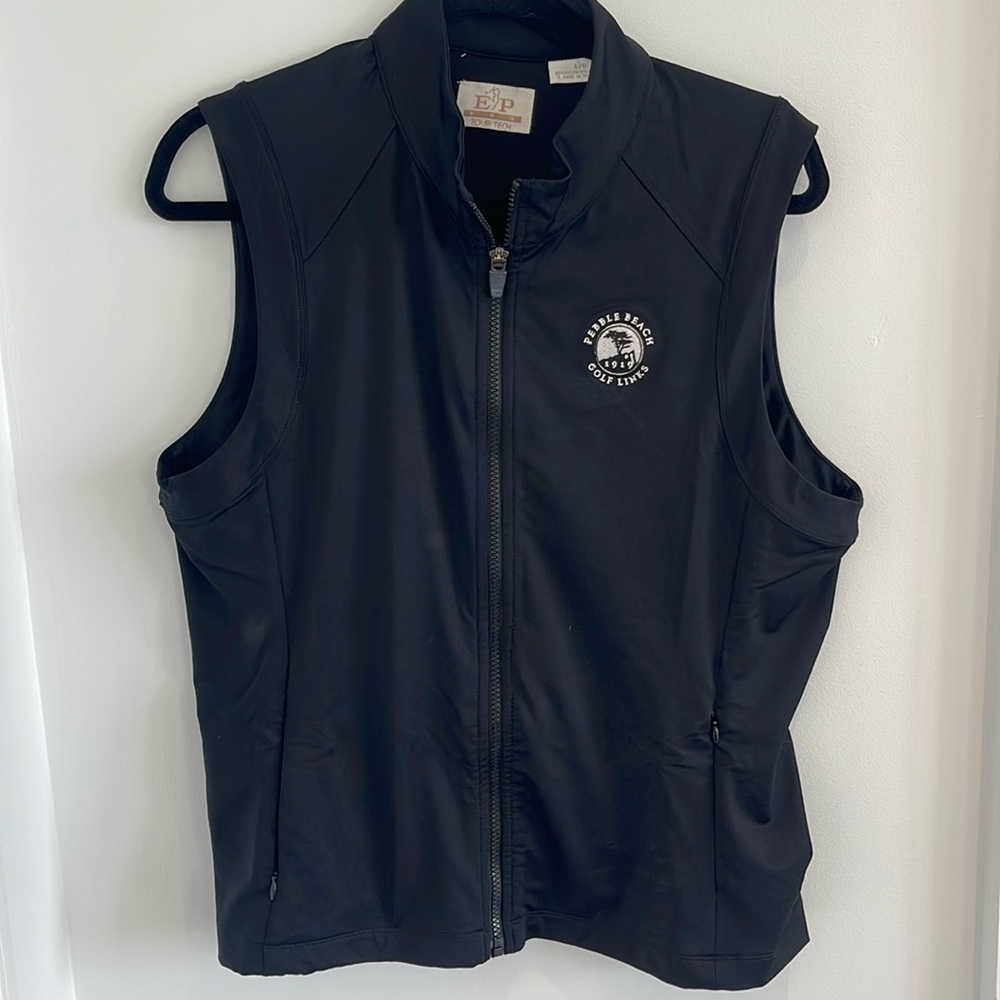EP Pro Pebble Beach Golf Links Black Full Zip Vest Size L Tour Tech Performance